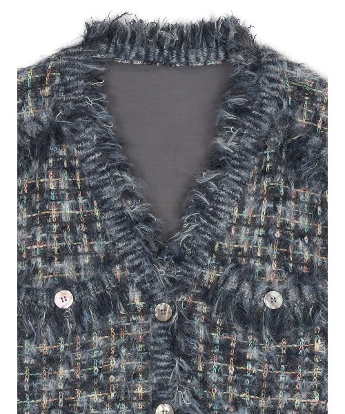 Ameri VINTAGE★TWEED FRINGE KNIT CARDIGAN Ameri VINTAGE☆TWEED FRINGE KNIT CARDIGAN AMERI VINTAGE FRINGE