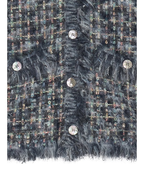Ameri（アメリ）の「TWEED FRINGE KNIT CARDIGAN（カーディガン