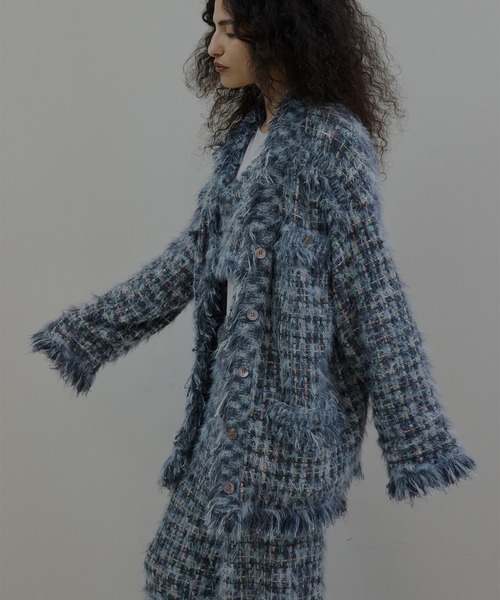 Ameri（アメリ）の「TWEED FRINGE KNIT CARDIGAN（カーディガン/ボレロ・レディース・ブラック/グレー・FREE）」の18枚目の写真