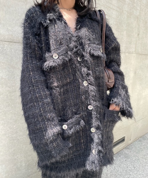 AMERI TWEED FRINGE KNIT CARDIGANグレーF新品 AMERI TWEED FRINGE KNIT CARDIGANグレーF新品 - メルカリ