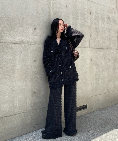 TWEED FRINGE KNIT CARDIGAN（カーディガン/ボレロ）｜Ameri（アメリ