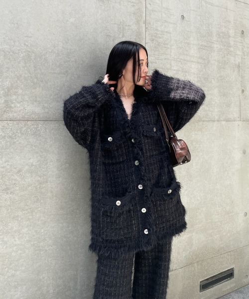 TWEED FRINGE KNIT CARDIGAN（カーディガン/ボレロ）｜Ameri（アメリ