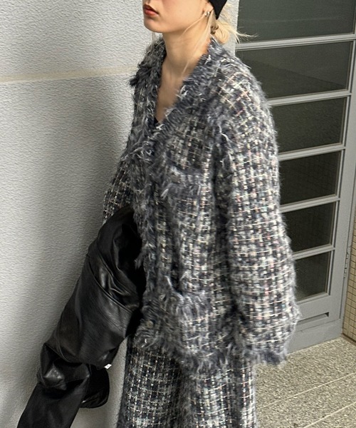 TWEED FRINGE KNIT CARDIGAN（カーディガン/ボレロ）｜Ameri（アメリ