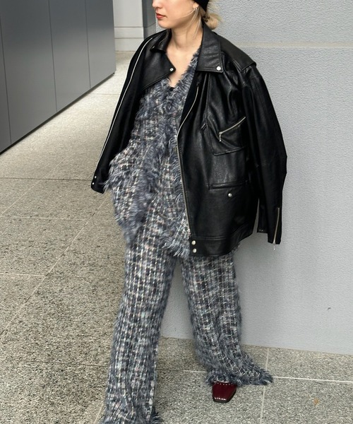 Ameri VINTAGE★TWEED FRINGE KNIT CARDIGAN TWEED FRINGE KNIT CARDIGAN