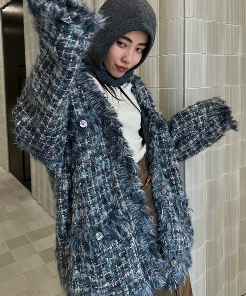TWEED FRINGE KNIT CARDIGAN（カーディガン/ボレロ）｜Ameri（アメリ