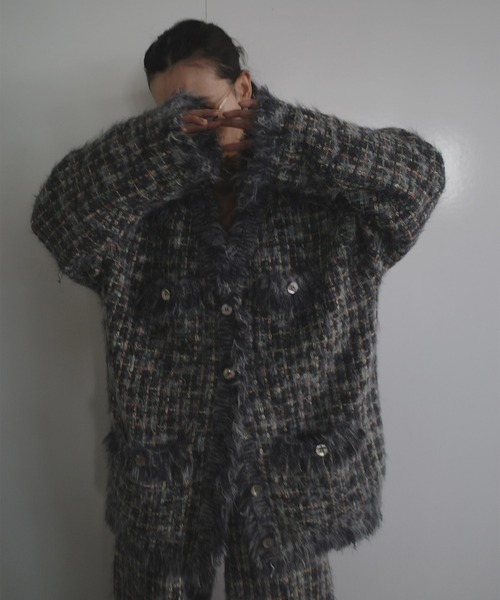 TWEED FRINGE KNIT CARDIGAN（カーディガン/ボレロ）｜Ameri（アメリ