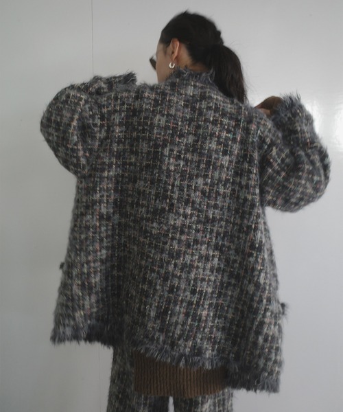 TWEED FRINGE KNIT CARDIGAN（カーディガン/ボレロ）｜Ameri（アメリ