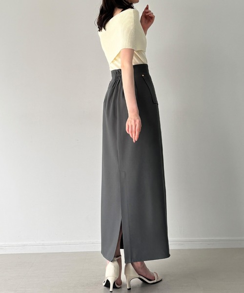 junoah(ジュノア)の「フロントファスナーポケ付きナロースカート(薄手、裏地なし)(スカート・レディース・チャコール/グレイッシュベージュ/ブラック・LARGE/MEDIUM/SMALL)」の15枚目の写真