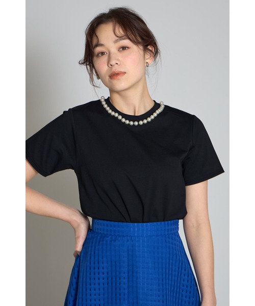 &. NOSTALGIA(アンドドットノスタルジア)の「パール付きTシャツ(Tシャツ/カットソー・レディース・オフホワイト/ブラック/ネイビー×ホワイト・M)」の16枚目の写真
