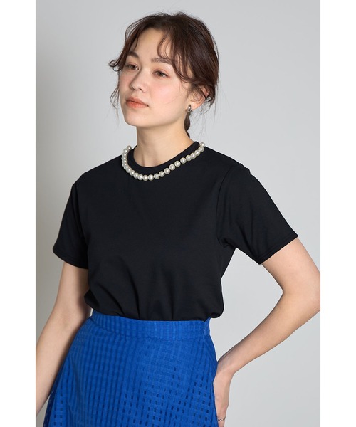 &. NOSTALGIA(アンドドットノスタルジア)の「パール付きTシャツ(Tシャツ/カットソー・レディース・オフホワイト/ブラック/ネイビー×ホワイト・M)」の15枚目の写真
