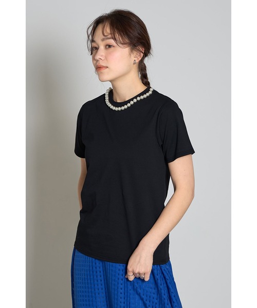 &. NOSTALGIA(アンドドットノスタルジア)の「パール付きTシャツ(Tシャツ/カットソー・レディース・オフホワイト/ブラック/ネイビー×ホワイト・M)」の12枚目の写真