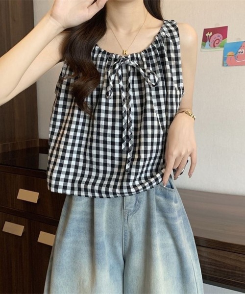 SPIGA（スピーガ）の「ｷﾞﾝｶﾞﾑﾀﾝｸﾄｯﾌﾟｽ（タンクトップ・レディース・ブラック/レッド・SMALL/MEDIUM/LARGE/X-LARGE）」の4枚目の写真