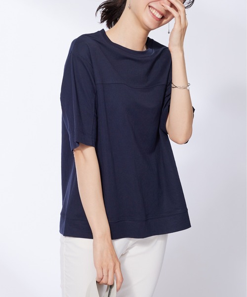 BELLUNA PLUS(ベルーナ)の「涼感素材切替デザインプルオーバー(Tシャツ/カットソー・レディース・ブルーグレー/レッド系その他/ネイビー・MEDIUM/LARGE/X-LARGE)」の2枚目の写真