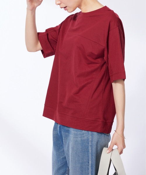 BELLUNA PLUS(ベルーナ)の「涼感素材切替デザインプルオーバー(Tシャツ/カットソー・レディース・ブルーグレー/レッド系その他/ネイビー・MEDIUM/LARGE/X-LARGE)」の6枚目の写真