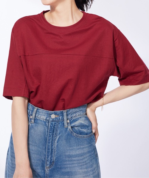 BELLUNA PLUS(ベルーナ)の「涼感素材切替デザインプルオーバー(Tシャツ/カットソー・レディース・ブルーグレー/レッド系その他/ネイビー・MEDIUM/LARGE/X-LARGE)」の7枚目の写真