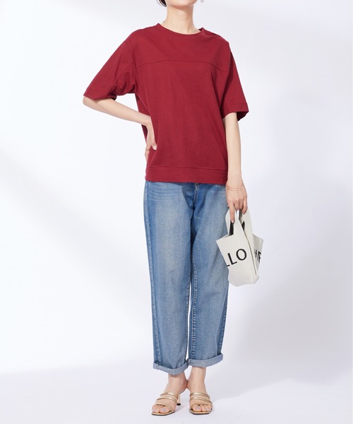 BELLUNA PLUS(ベルーナ)の「涼感素材切替デザインプルオーバー(Tシャツ/カットソー・レディース・ブルーグレー/レッド系その他/ネイビー・MEDIUM/LARGE/X-LARGE)」の8枚目の写真