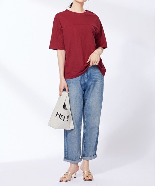 BELLUNA PLUS(ベルーナ)の「涼感素材切替デザインプルオーバー(Tシャツ/カットソー・レディース・ブルーグレー/レッド系その他/ネイビー・MEDIUM/LARGE/X-LARGE)」の9枚目の写真