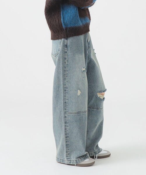 B:MING by BEAMS(ビーミングバイビームス)の「ダメージ デニムパンツ(S~M)(デニムパンツ・レディース・ライトブルー/ブラック・MEDIUM/SMALL)」の12枚目の写真