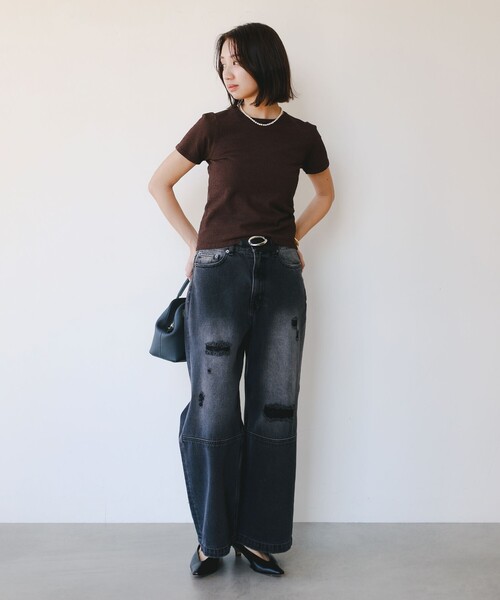 B:MING by BEAMS(ビーミングバイビームス)の「ダメージ デニムパンツ(S~M)(デニムパンツ・レディース・ライトブルー/ブラック・MEDIUM/SMALL)」の20枚目の写真