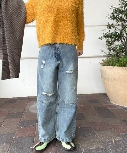 B:MING by BEAMS(ビーミングバイビームス)の「ダメージ デニムパンツ(S~M)(デニムパンツ・レディース・ライトブルー/ブラック・MEDIUM/SMALL)」の10枚目の写真