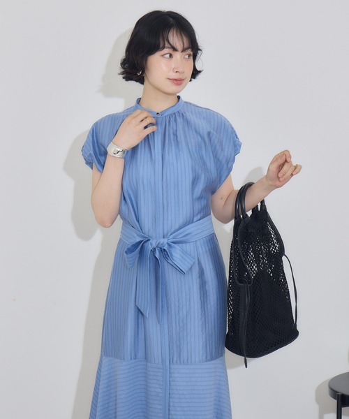 KATHARINE ROSS（キャサリンロス）の「【KATHARINE ROSS】シアーブライトドビーストライプワンピース（ワンピース・レディース・ホワイト/ベージュ/ブルー・MEDIUM）」の14枚目の写真