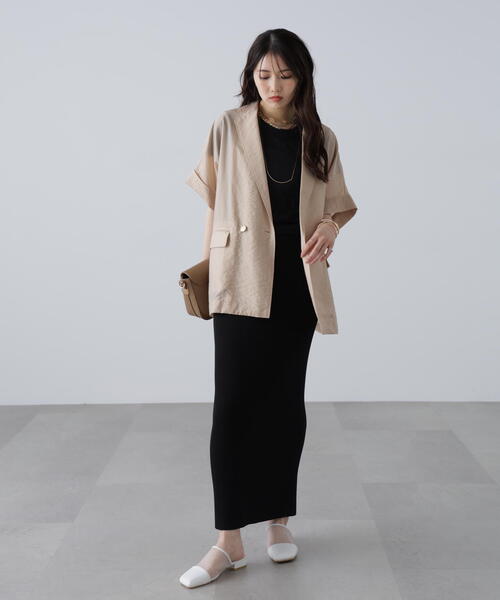 FREE'S MART(フリーズマート)の「〈MFM〉金ボタンシアー半袖シャツジャケット(テーラードジャケット・レディース・ベージュ/ネイビー・FREE)」の9枚目の写真