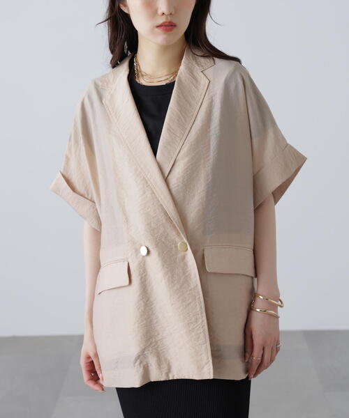 FREE'S MART(フリーズマート)の「〈MFM〉金ボタンシアー半袖シャツジャケット(テーラードジャケット・レディース・ベージュ/ネイビー・FREE)」の12枚目の写真