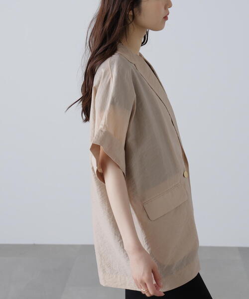 FREE'S MART(フリーズマート)の「〈MFM〉金ボタンシアー半袖シャツジャケット(テーラードジャケット・レディース・ベージュ/ネイビー・FREE)」の13枚目の写真