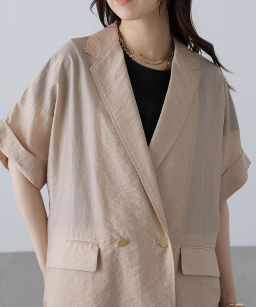 FREE'S MART(フリーズマート)の「〈MFM〉金ボタンシアー半袖シャツジャケット(テーラードジャケット・レディース・ベージュ/ネイビー・FREE)」の15枚目の写真