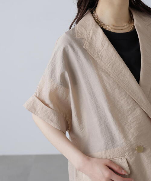 FREE'S MART(フリーズマート)の「〈MFM〉金ボタンシアー半袖シャツジャケット(テーラードジャケット・レディース・ベージュ/ネイビー・FREE)」の17枚目の写真