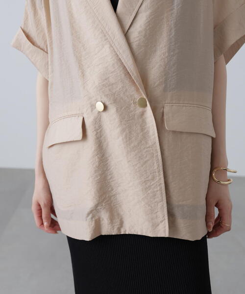 FREE'S MART(フリーズマート)の「〈MFM〉金ボタンシアー半袖シャツジャケット(テーラードジャケット・レディース・ベージュ/ネイビー・FREE)」の18枚目の写真