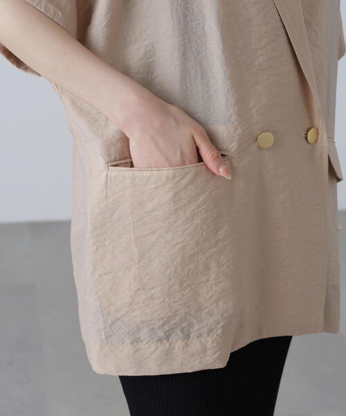 FREE'S MART(フリーズマート)の「〈MFM〉金ボタンシアー半袖シャツジャケット(テーラードジャケット・レディース・ベージュ/ネイビー・FREE)」の19枚目の写真