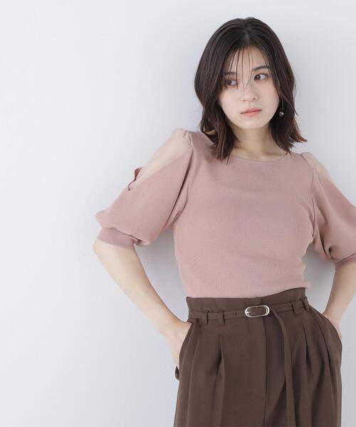 NATURAL BEAUTY BASIC(ナチュラルビューティーベーシック)の「◇シアーレイヤースリーブニット(ニット/セーター・レディース・ブラック/ブラウン/ベージュ/オフホワイト・FREE)」の4枚目の写真