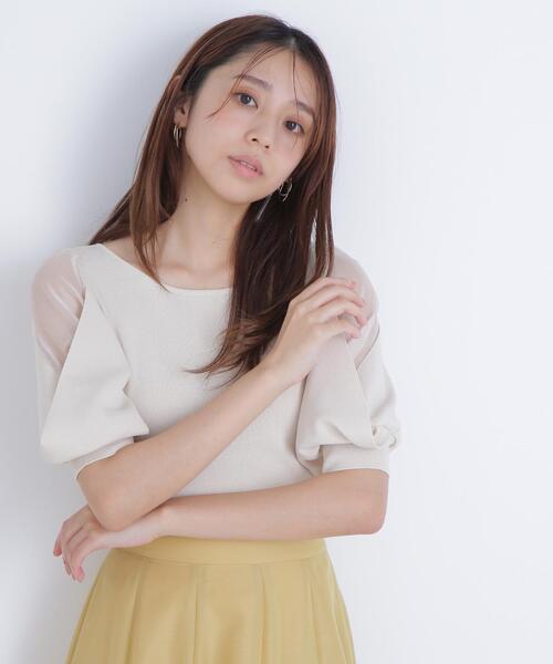 NATURAL BEAUTY BASIC(ナチュラルビューティーベーシック)の「◇シアーレイヤースリーブニット(ニット/セーター・レディース・ブラック/ブラウン/ベージュ/オフホワイト・FREE)」の2枚目の写真