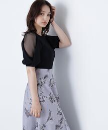 ◇シアーレイヤースリーブニット
