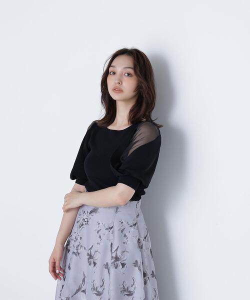 NATURAL BEAUTY BASIC(ナチュラルビューティーベーシック)の「◇シアーレイヤースリーブニット(ニット/セーター・レディース・ブラック/ブラウン/ベージュ/オフホワイト・FREE)」の13枚目の写真