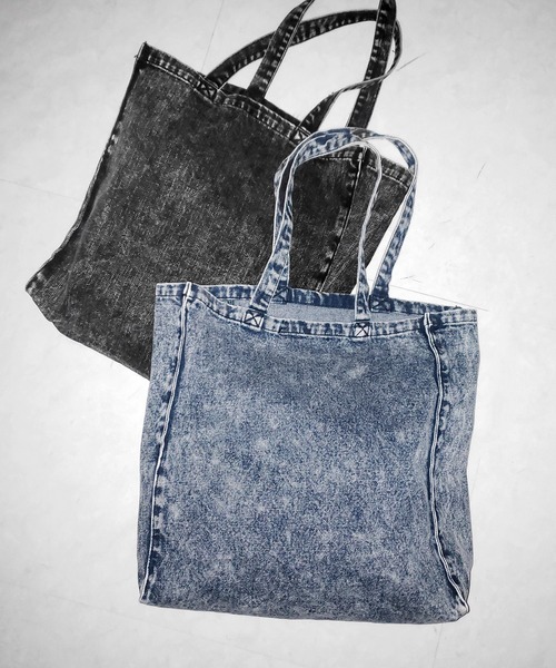 me+em select(ミームセレクト)の「※※【 2color 】ヴィンテージケミカルブリーチビッグスクエアデニムトートバッグ / vintage chemical bleach big square denim tote bag(ショルダーバッグ・レディース・ブラック/ブルー・1)」の19枚目の写真