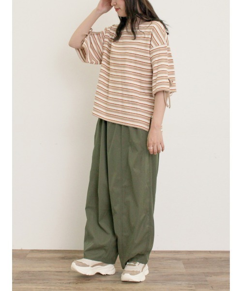 Samansa Mos2（サマンサ モスモス）の「スパンライクボーイフレンドワイドパンツ（スラックス・レディース・カーキブラウン/ダークグレー・マルチサイズ）」の6枚目の写真