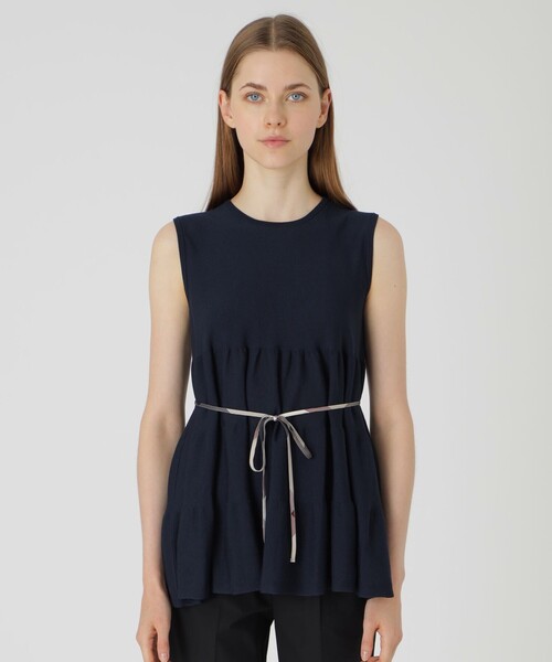BLUE LABEL CRESTBRIDGE(ブルーレーベルクレストブリッジ)の「ライトコットンポリティアードニット(Tシャツ/カットソー・レディース・オフホワイト/ブルー/ダークネイビー・38)」の3枚目の写真