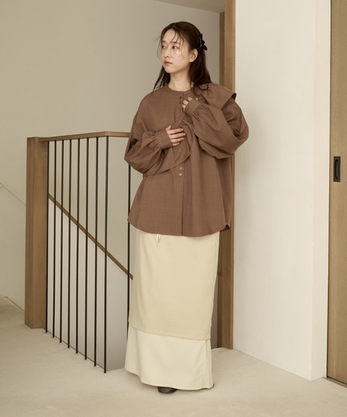 moi tytto(モイテュット)の「刺繍レイヤースカート(スカート・レディース・ブラウン/ナチュラル・FREE/SMALL)」の4枚目の写真