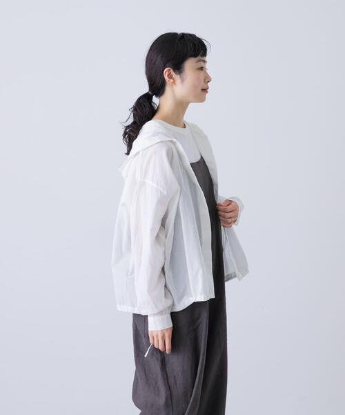 【新品未使用】かぐれ コットンシルクシアーフーディシャツ グレー コットンシルクシアーフーディシャツ（シャツ/ブラウス）｜か
