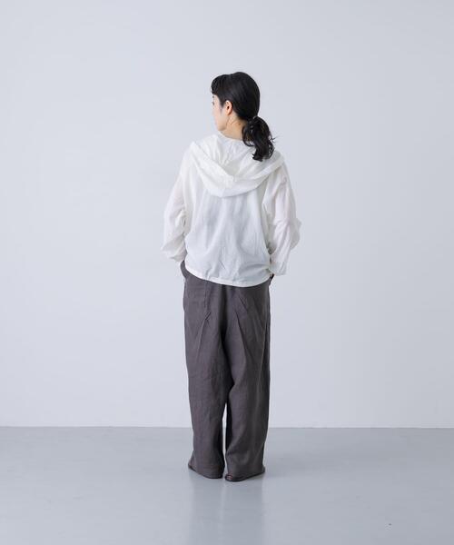【新品未使用】かぐれ コットンシルクシアーフーディシャツ グレー コットンシルクシアーフーディシャツ(シャツ/ブラウス)|か