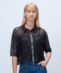 cloenc | 【手洗い可】ハーフスリーブレースポロトップス(シャツ/ブラウス)