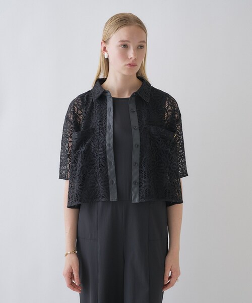 cloenc（クロエンス）の「【手洗い可】レースポロシャツ（シャツ/ブラウス・レディース・ホワイト系4/ブラック系3・02）」の2枚目の写真