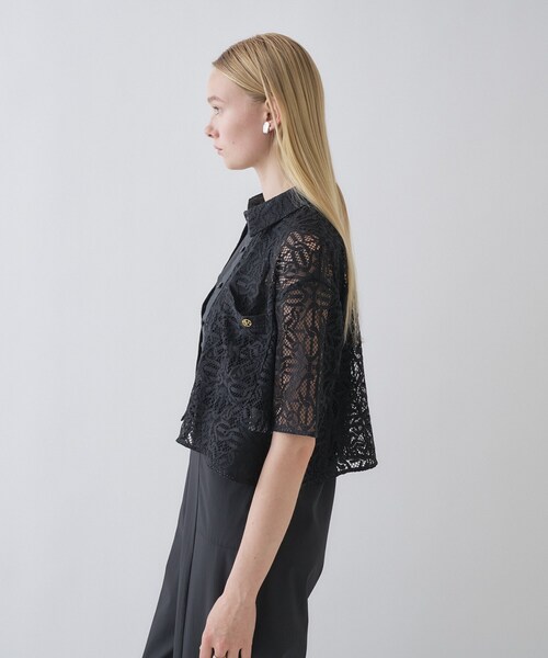 cloenc（クロエンス）の「【手洗い可】レースポロシャツ（シャツ/ブラウス・レディース・ホワイト系4/ブラック系3・02）」の5枚目の写真