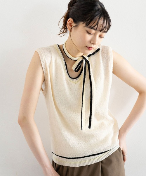 RAGEBLUE(レイジブルー)の「ファンシーヤーンニットベスト(ニット/セーター・レディース・その他26/ブラック/ホワイト・FREE)」の5枚目の写真