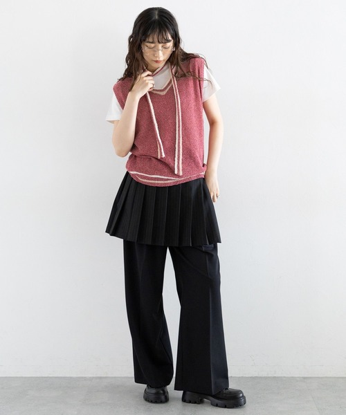 RAGEBLUE(レイジブルー)の「ファンシーヤーンニットベスト(ニット/セーター・レディース・その他26/ブラック/ホワイト・FREE)」の11枚目の写真