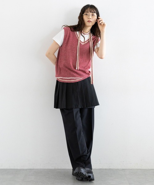 RAGEBLUE(レイジブルー)の「ファンシーヤーンニットベスト(ニット/セーター・レディース・その他26/ブラック/ホワイト・FREE)」の12枚目の写真