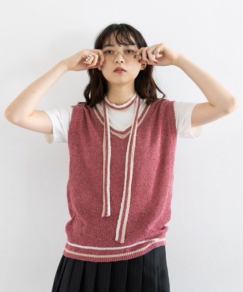 RAGEBLUE(レイジブルー)の「ファンシーヤーンニットベスト(ニット/セーター・レディース・その他26/ブラック/ホワイト・FREE)」の14枚目の写真