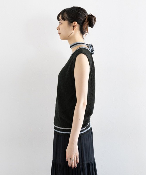 RAGEBLUE(レイジブルー)の「ファンシーヤーンニットベスト(ニット/セーター・レディース・その他26/ブラック/ホワイト・FREE)」の16枚目の写真